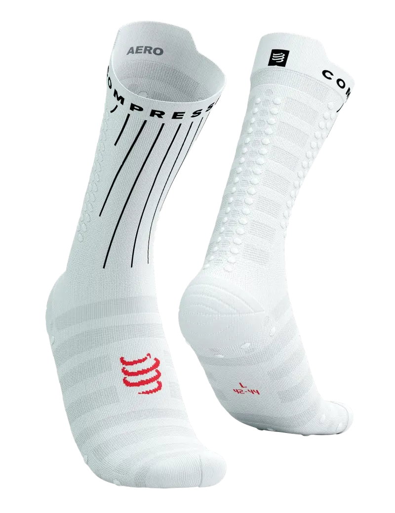 Compressport Aero Compressiesokken Wit/Fluo Rood