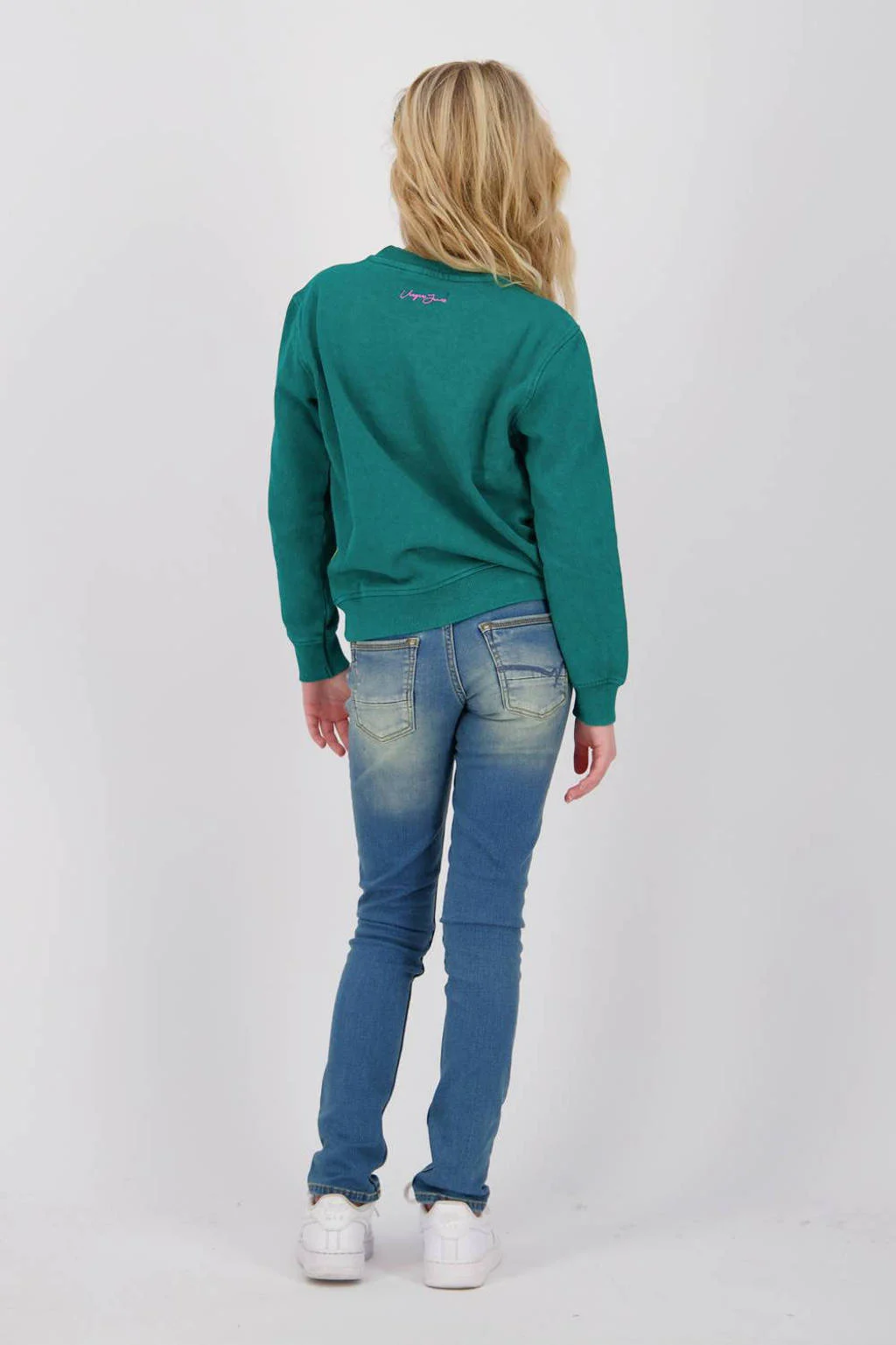 Vingino sweater Nouda met tekst groen