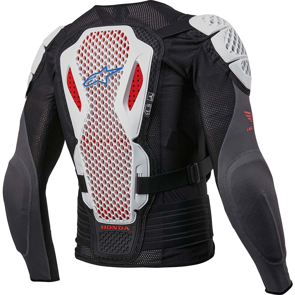 Alpinestars - Gilet anatomique Bionic Plus v2 Honda Noir / Blanc / Rouge