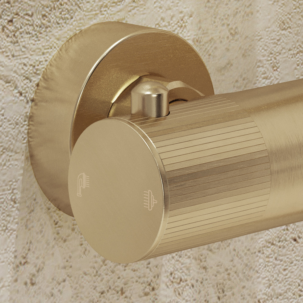 Saniclear Vision Stripes opbouw regendouche met 20x30cm hoofddouche geborsteld messing - mat goud
