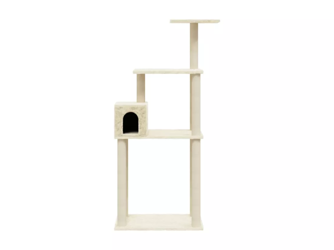 Arbre à chat avec griffoirs en sisal Crème 147 cm