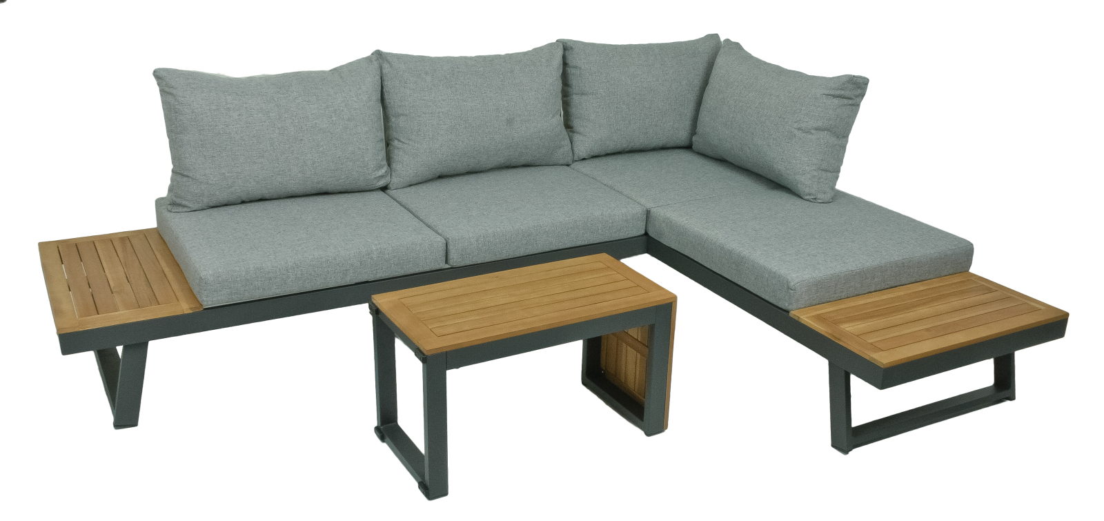 3-teiliges Lounge-Set FELICE - Akazie massiv-Aluminium - mit Polster