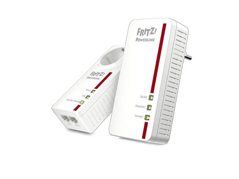 AVM FRITZ!Powerline 1260E - WLAN Set - powerline-adaptersæt 1GbE, HomePlug AV (HPAV) 2.0, IEEE 1901 - Wi-Fi 5 - Dual Band - kan sluttes til vægstik