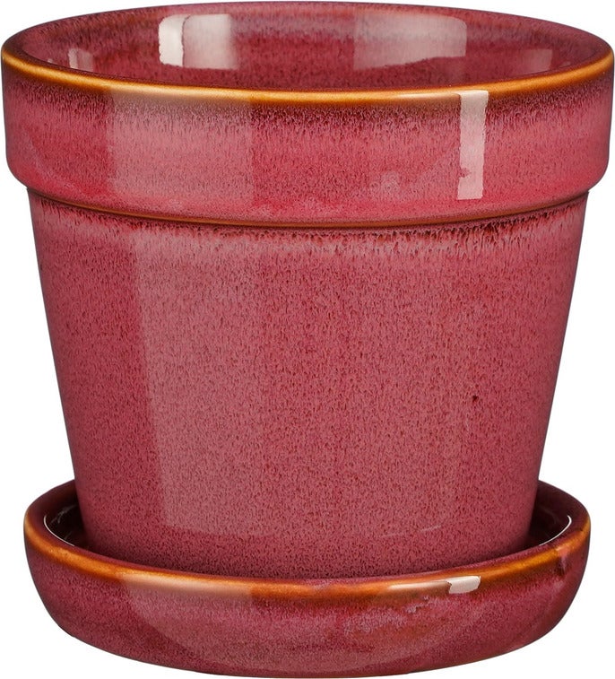 Mica Decorations bloempot met schotel Clint roze D 13 H 11 cm