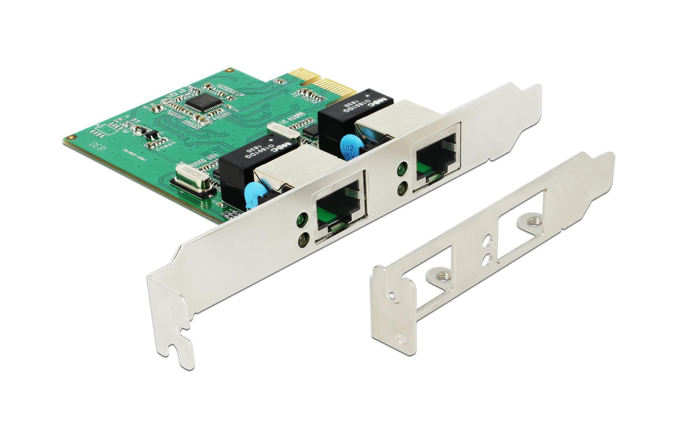 Netzwerkkarte 2 Ports, 1Gbps Realtek RTL8111H ChipsatzDelock PCI Express Karte zu 2 x Gigabit LAN