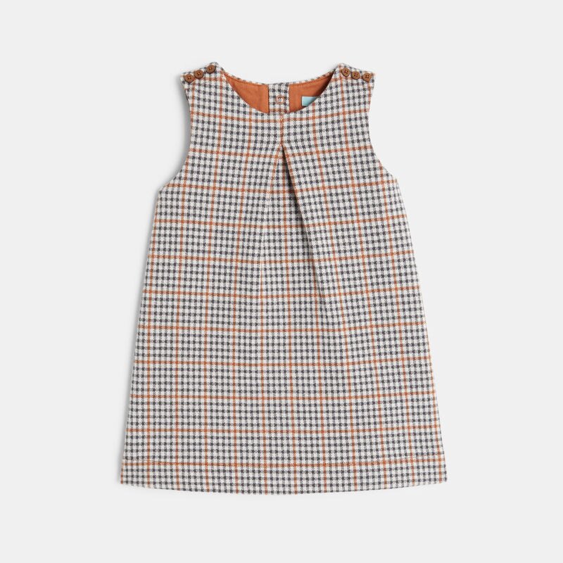 Robe chasuble à carreaux fantaisie bébé fille Gris ou noir