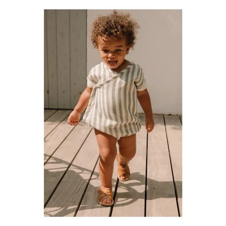Studio Bohème Barboteuse Nuage Rayée | Vert