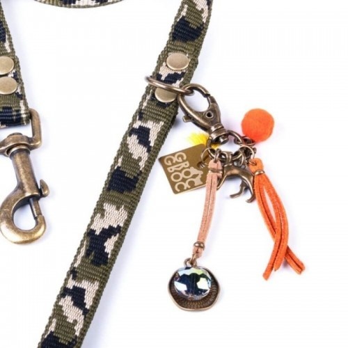 Coleira para cães Lucky Grey Camouflage, cor cáqui