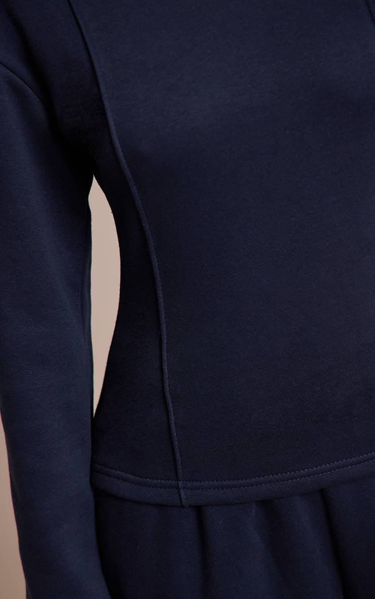Bleu Marine Sweat-shirt Petite À Manches Longues Avec Taille Cintrée