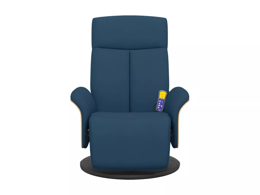 Fauteuil inclinable de massage avec repose-pieds bleu tissu