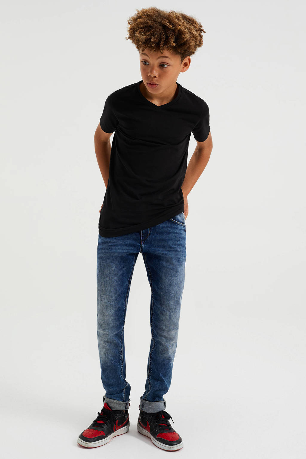 WE Fashion basic T-shirt zwart