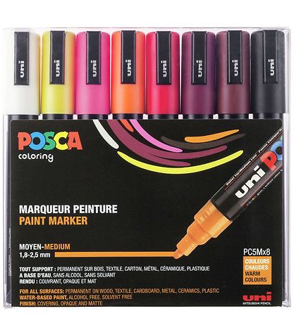 Posca Filzstifte - PC-5M - 8 st. - Warme Farben