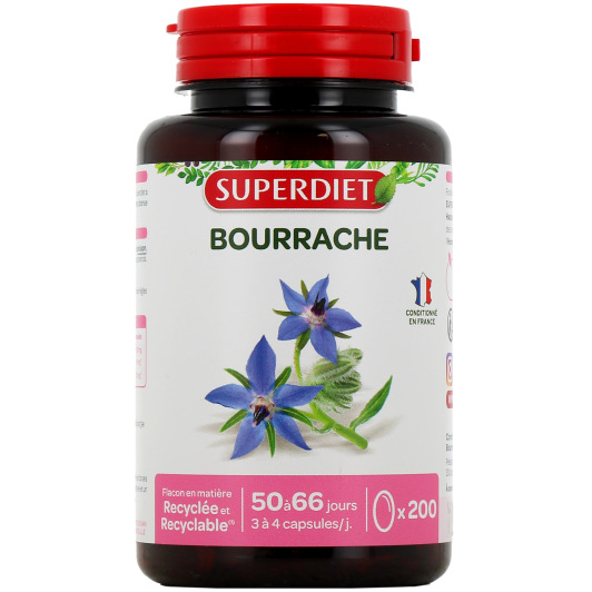 Huile bourrache Super Diet 200 capsules - Beauté de la peau