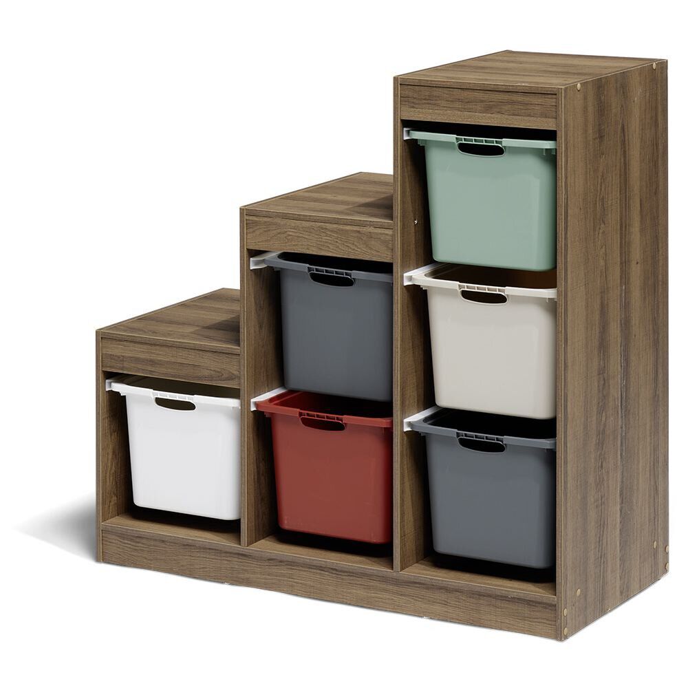Structure pour bac de rangement 6 cases bois marron