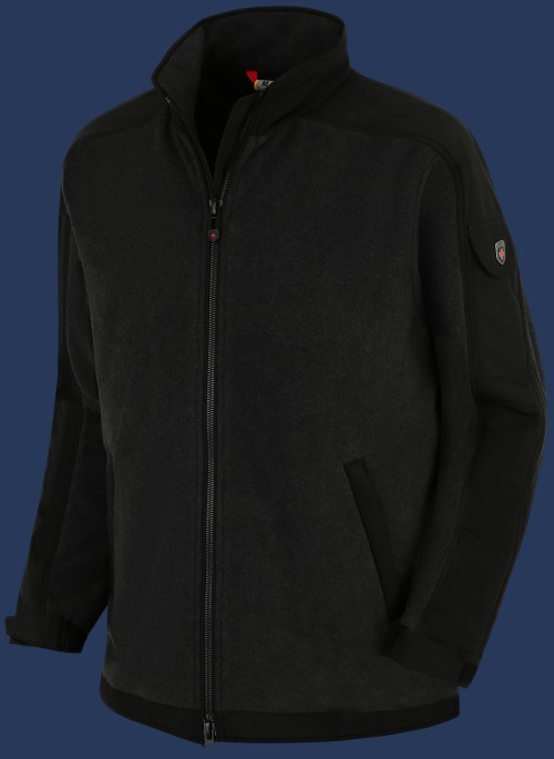 Jet-Jacke MicroFleece, Melange/Schwarz