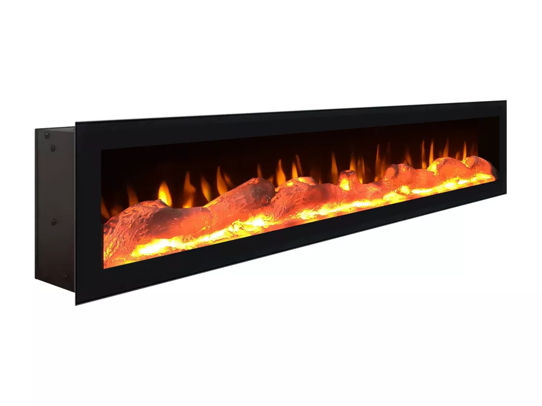 Cheminée électrique LED, 102x45x35cm, Cheminée électrique, Suspendu, Mural, Noir