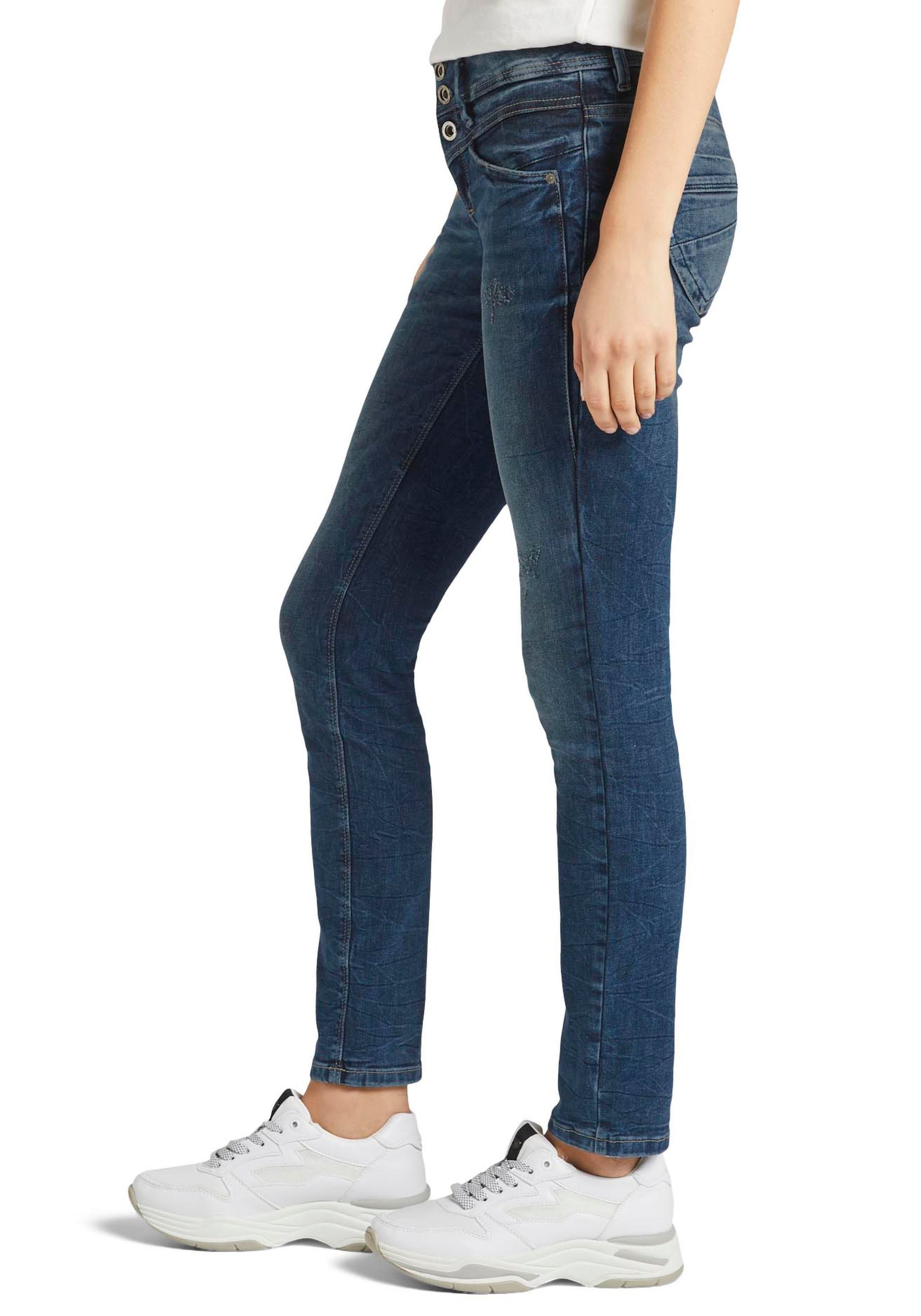 TOM TAILOR Slim-fit-Jeans »Alexa Slim«, mit Knopfleiste und dekorativ gesteppter Passe