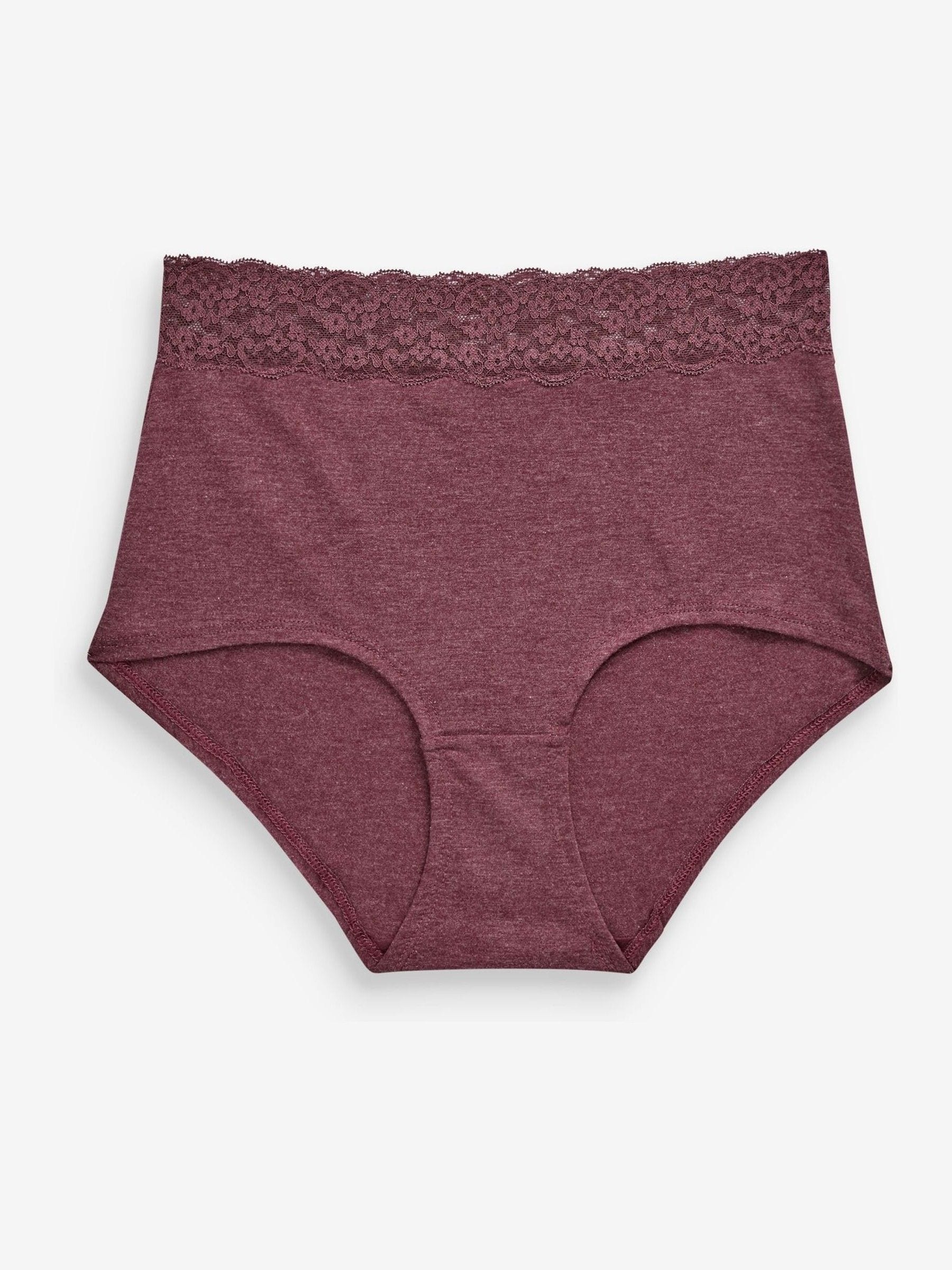 Gemêleerd grijs/roze/roodpaars - Katoenen kanten slipjes 4 stuks