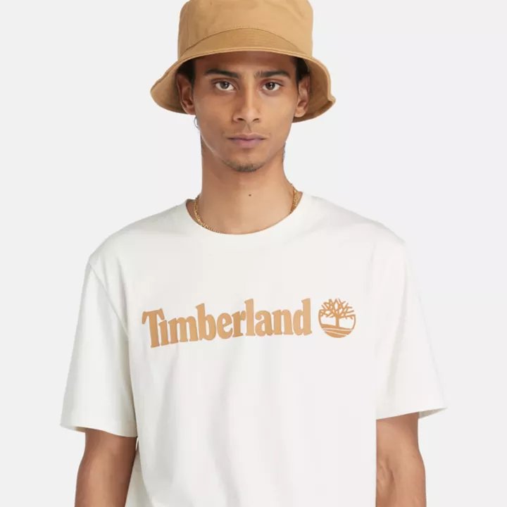T-shirt à logo linéaire pour homme en blanc