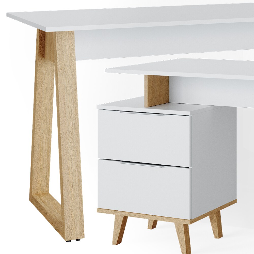 VICCO Schreibtisch Nautica Computertisch Büro PC Arbeitszimmer weiß Eiche Skandi