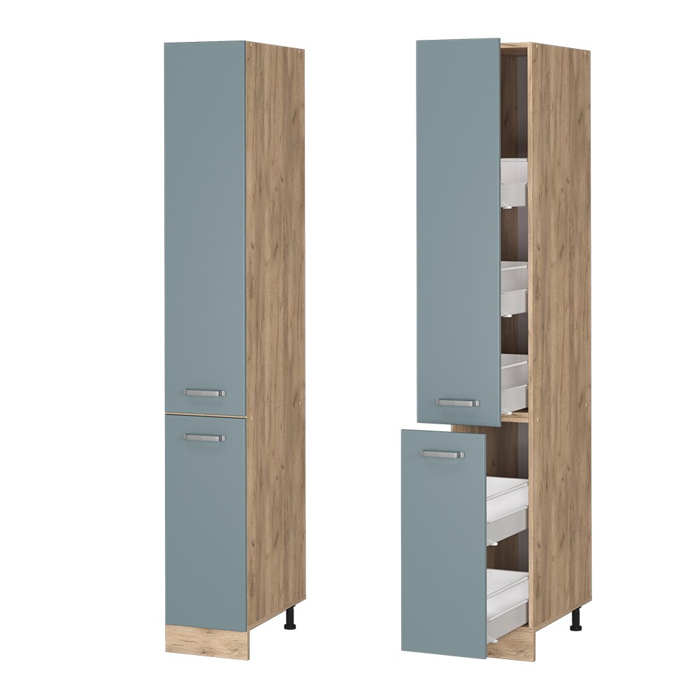 Vicco Apothekerhochschrank Küchenschrank R-Line Solid Eiche Blau Grau 30 cm modern