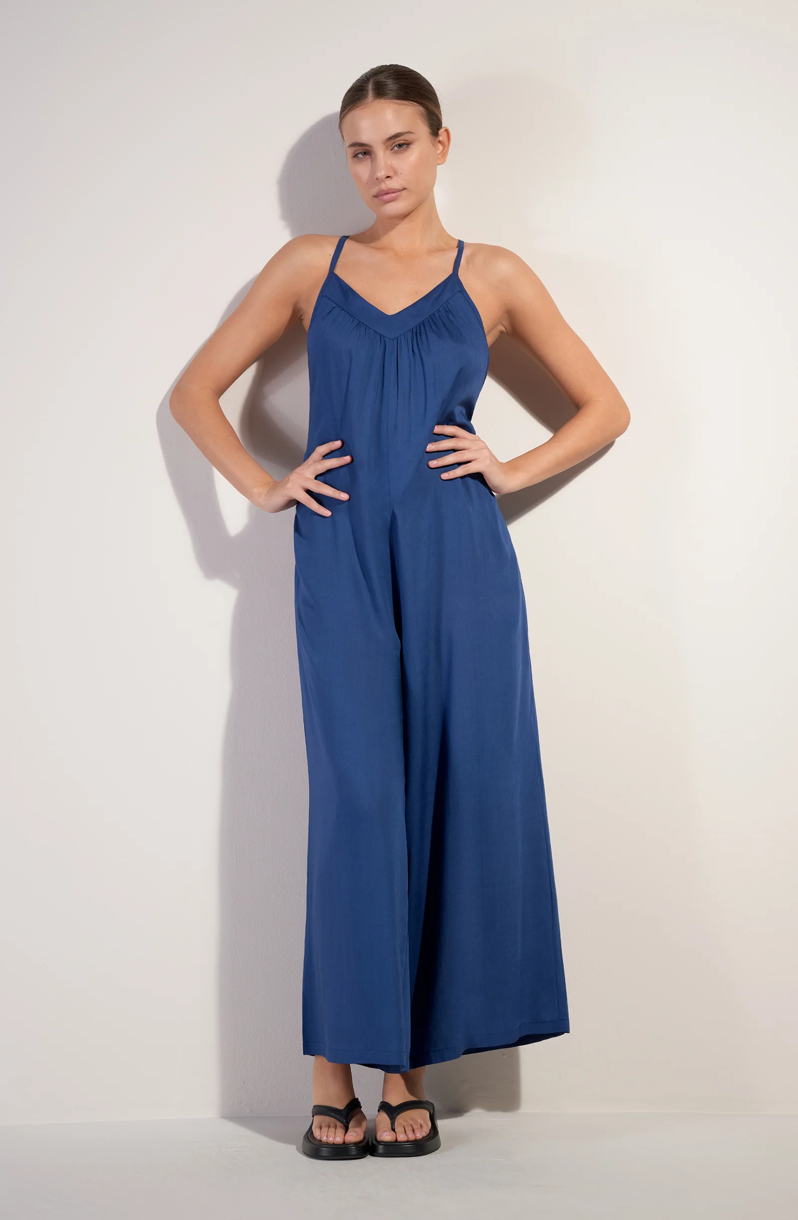 vera Combinaison pantalon large bleue Bleu