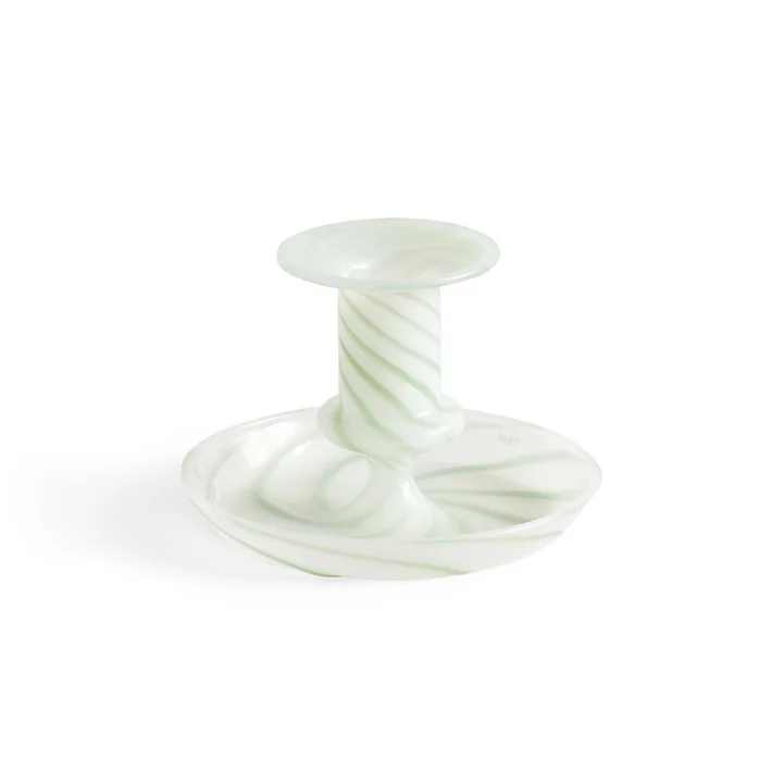 HAY - Flare Kerzenhalter, Ø 11 x H 7,5 cm, Stripe, milk / green