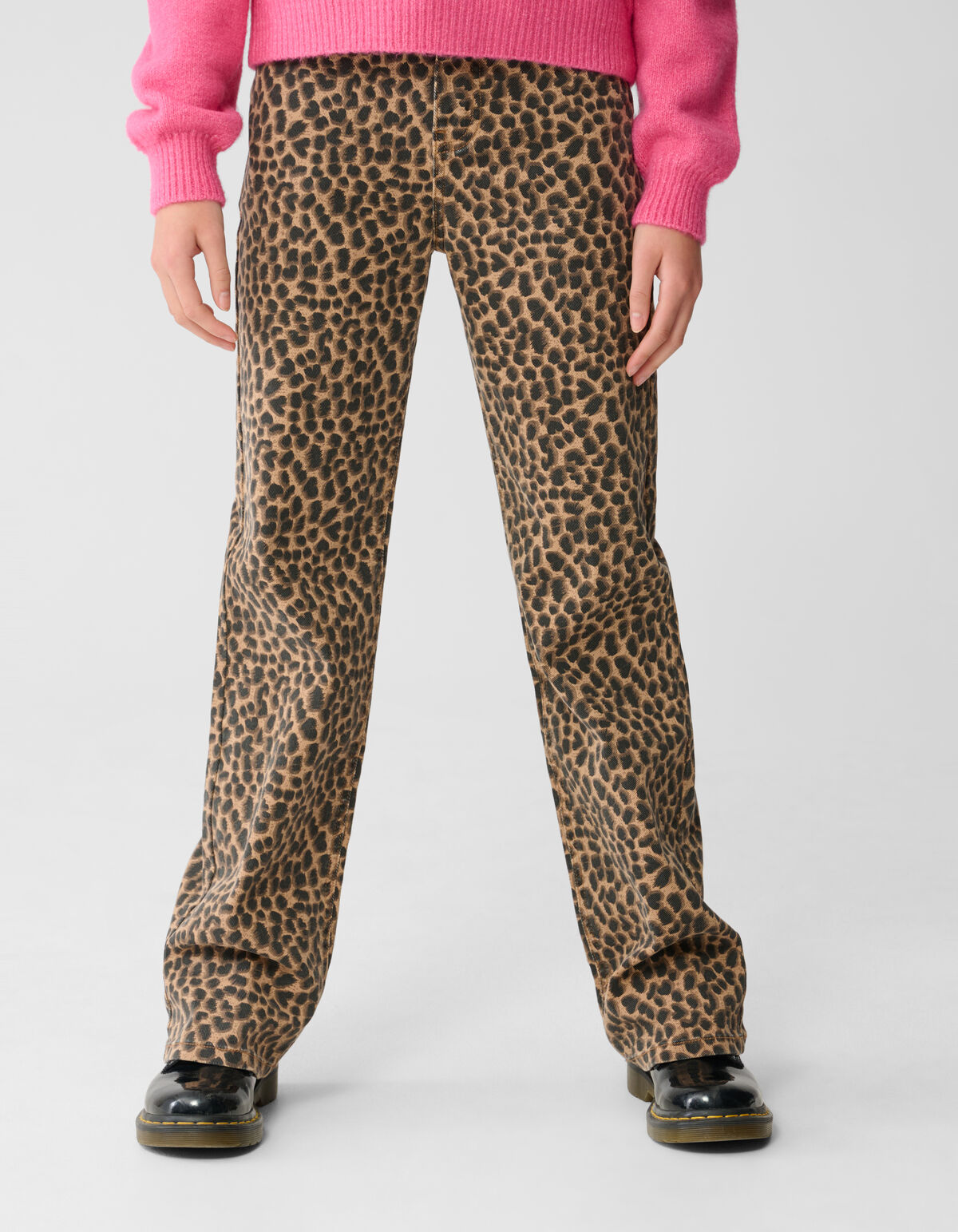 Leopard Straight Fit Broek Bruin