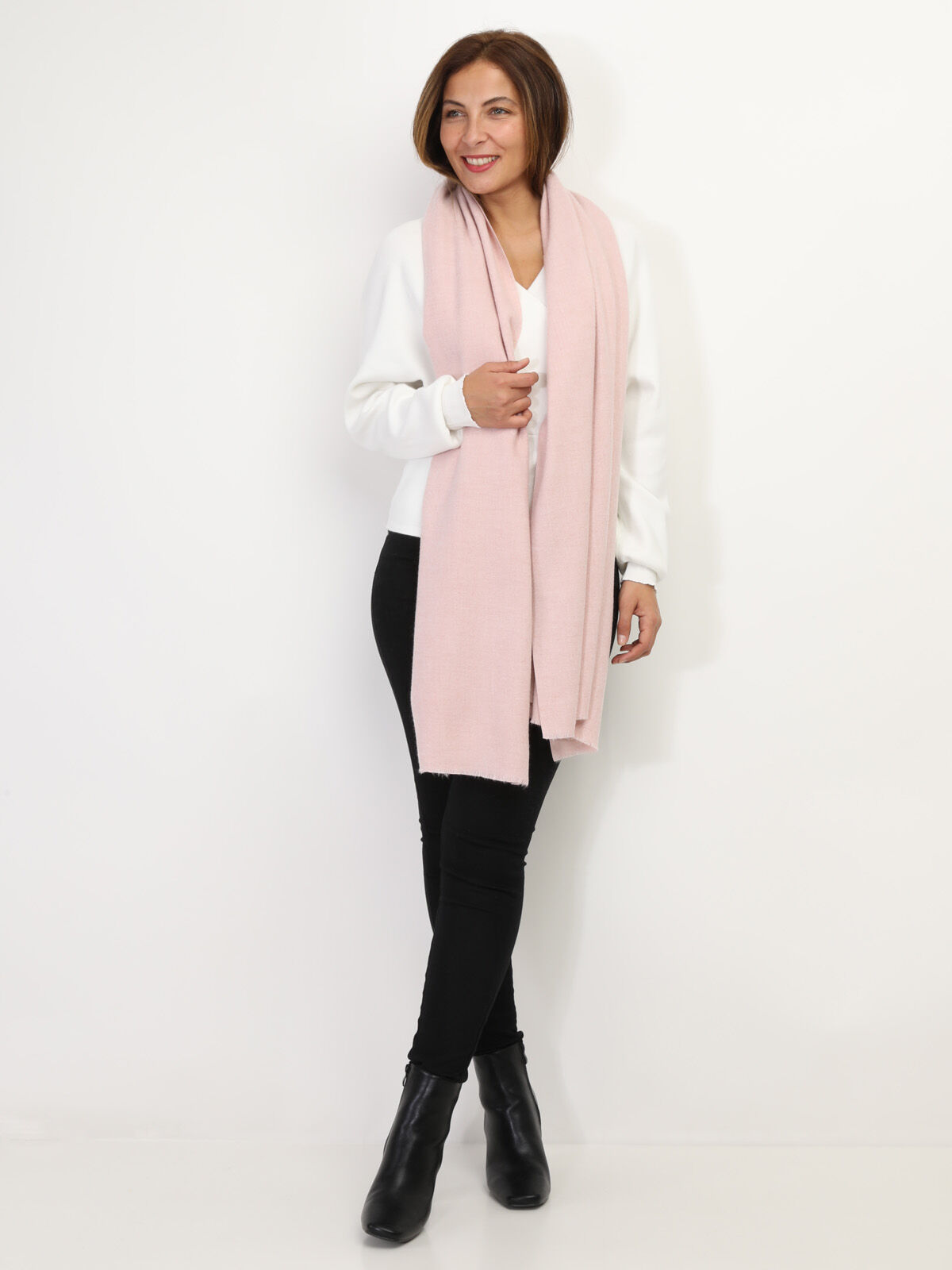 Écharpe unie toucher cachemire- Rose