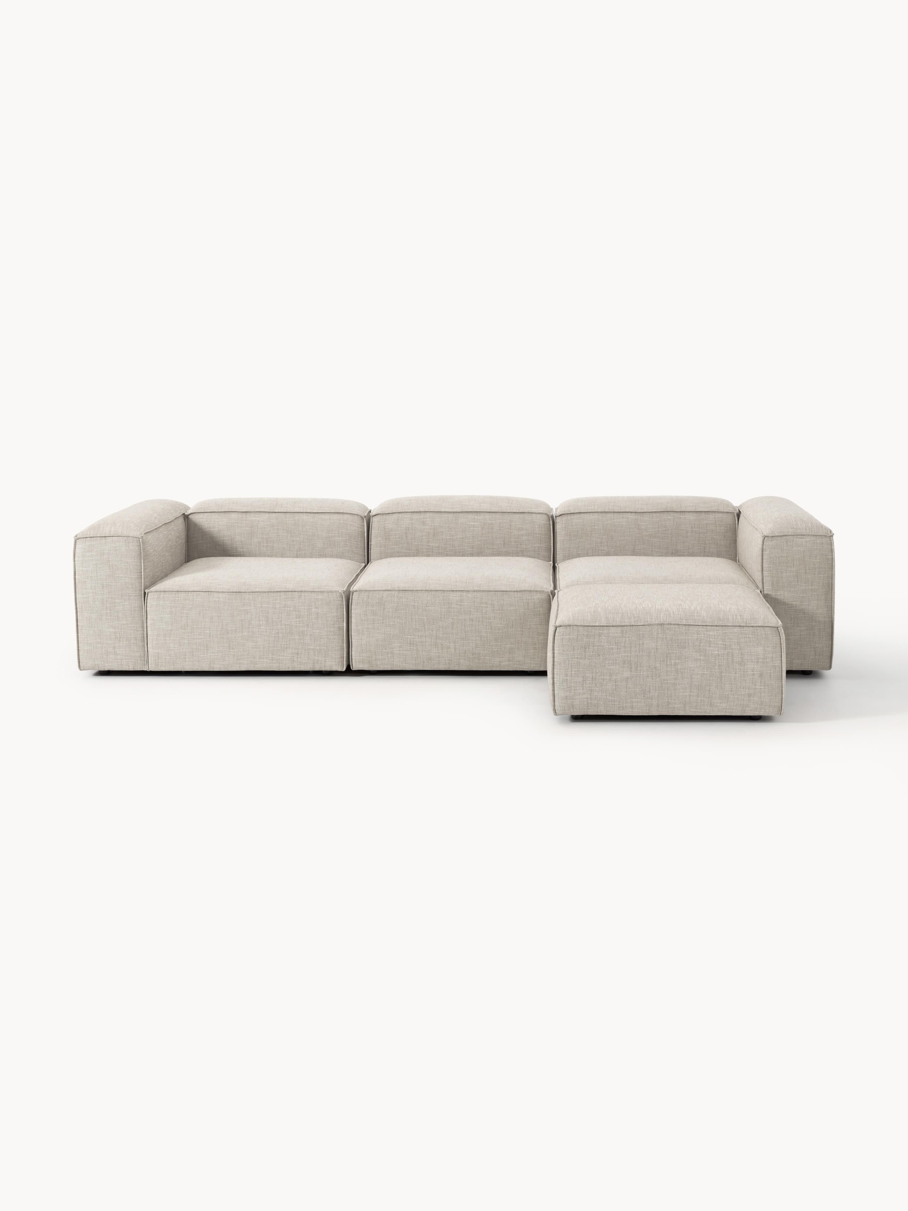 Modulaire bank Lennon (4-zits) van linnenmix met poef (links/rechts)