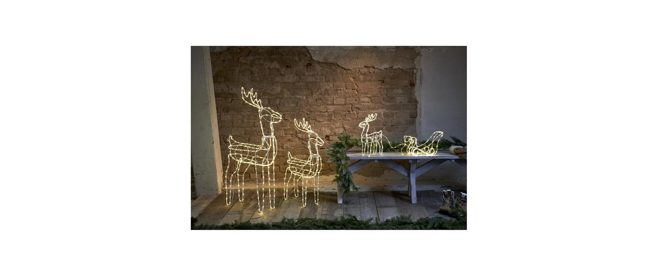 LED-Figur Silhouette Tuby Deer, 105 cm, TransparentLED Hirsch mit Tautropfenlicht in der Röhre