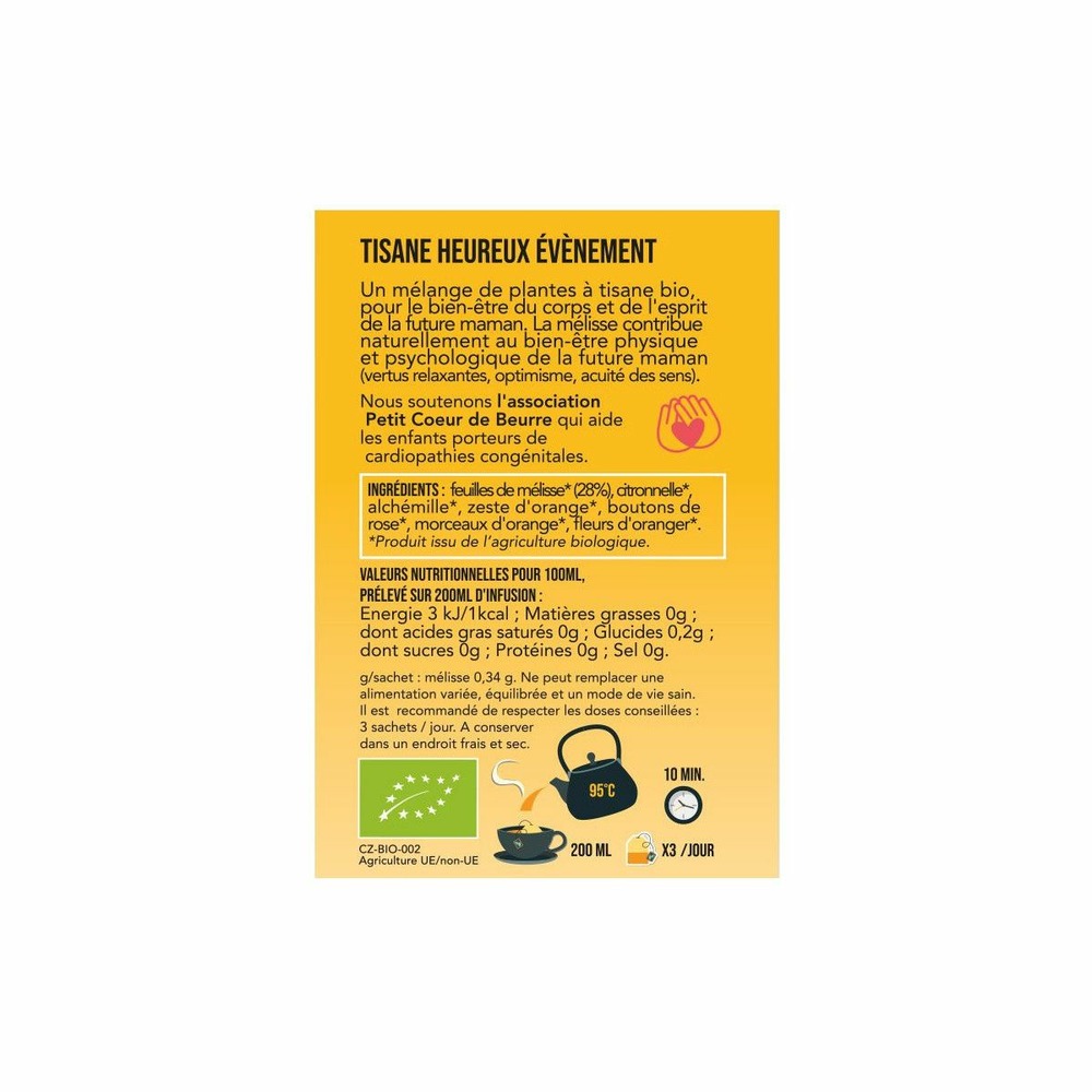 Tisane bio grossesse heureux evènement 72 sachets