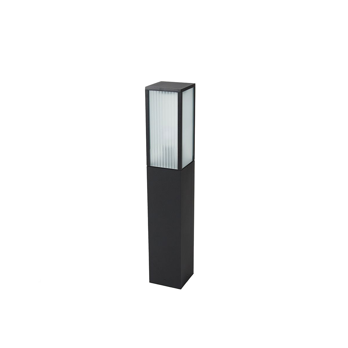 Smart staande buitenlamp zwart met ribbel glas 80 cm incl. Wifi A60 - Charlois
