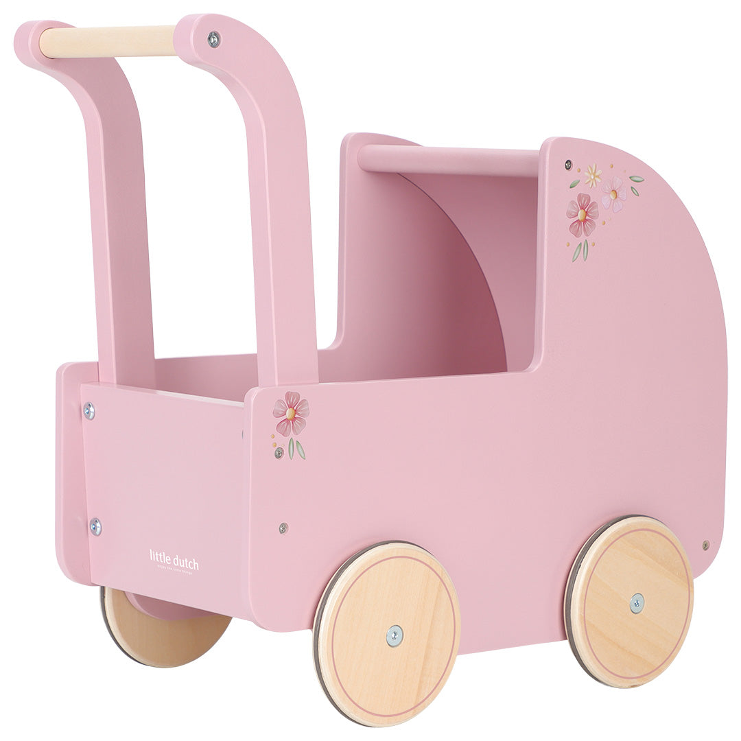 little dutch houten poppenwagen - roze