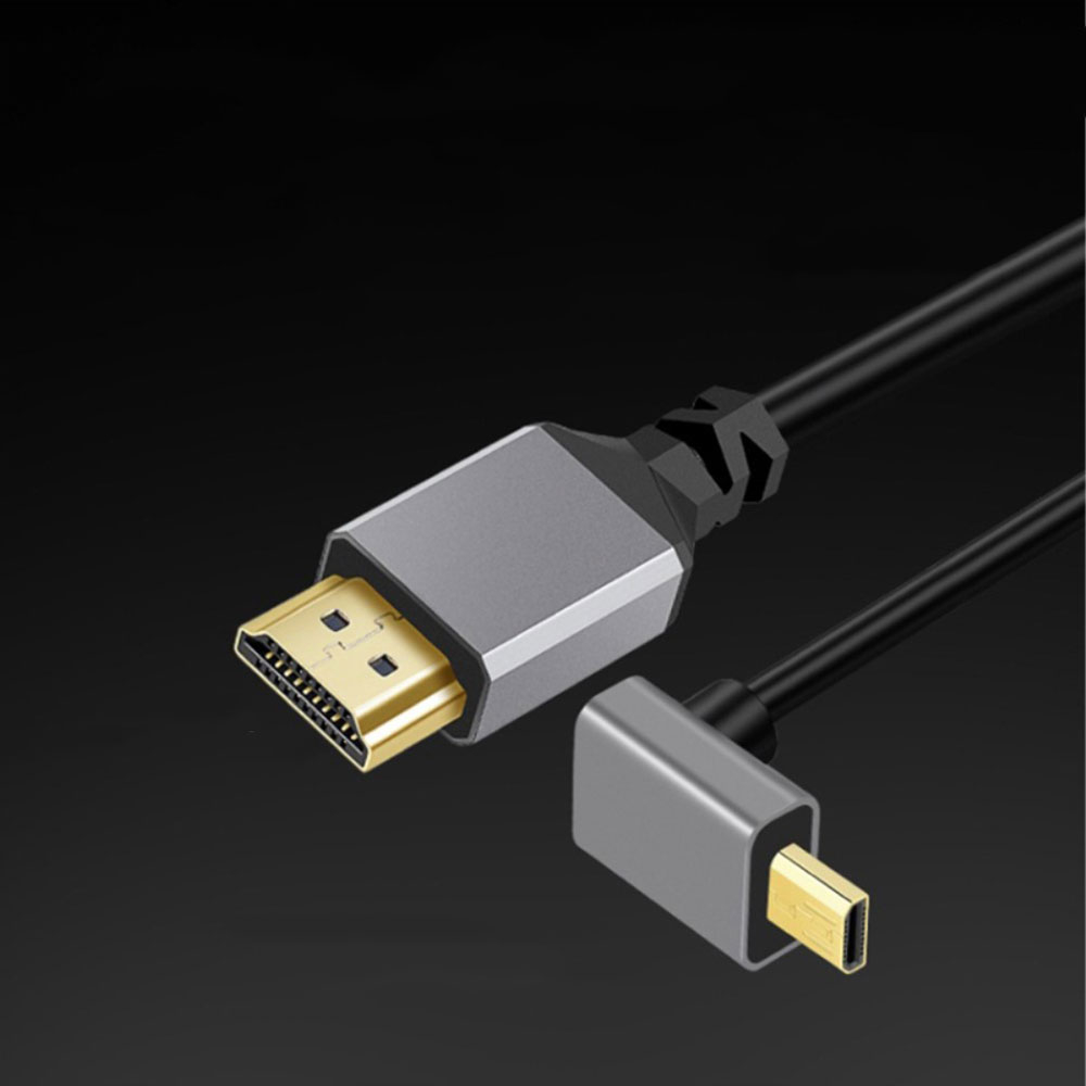 (20cm) HDMI (m) auf Micro HDMI (m) mit 90° Winkel 4K Kabel mit vergoldeten Kontakten - Schwarz