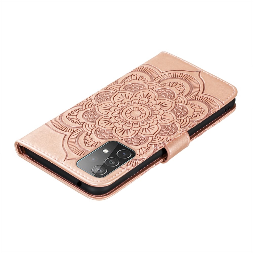 Samsung Galaxy A52s 5G / A52 (5G) Leder Tasche Wallet - Mandala Flowers Imprint - Roségold