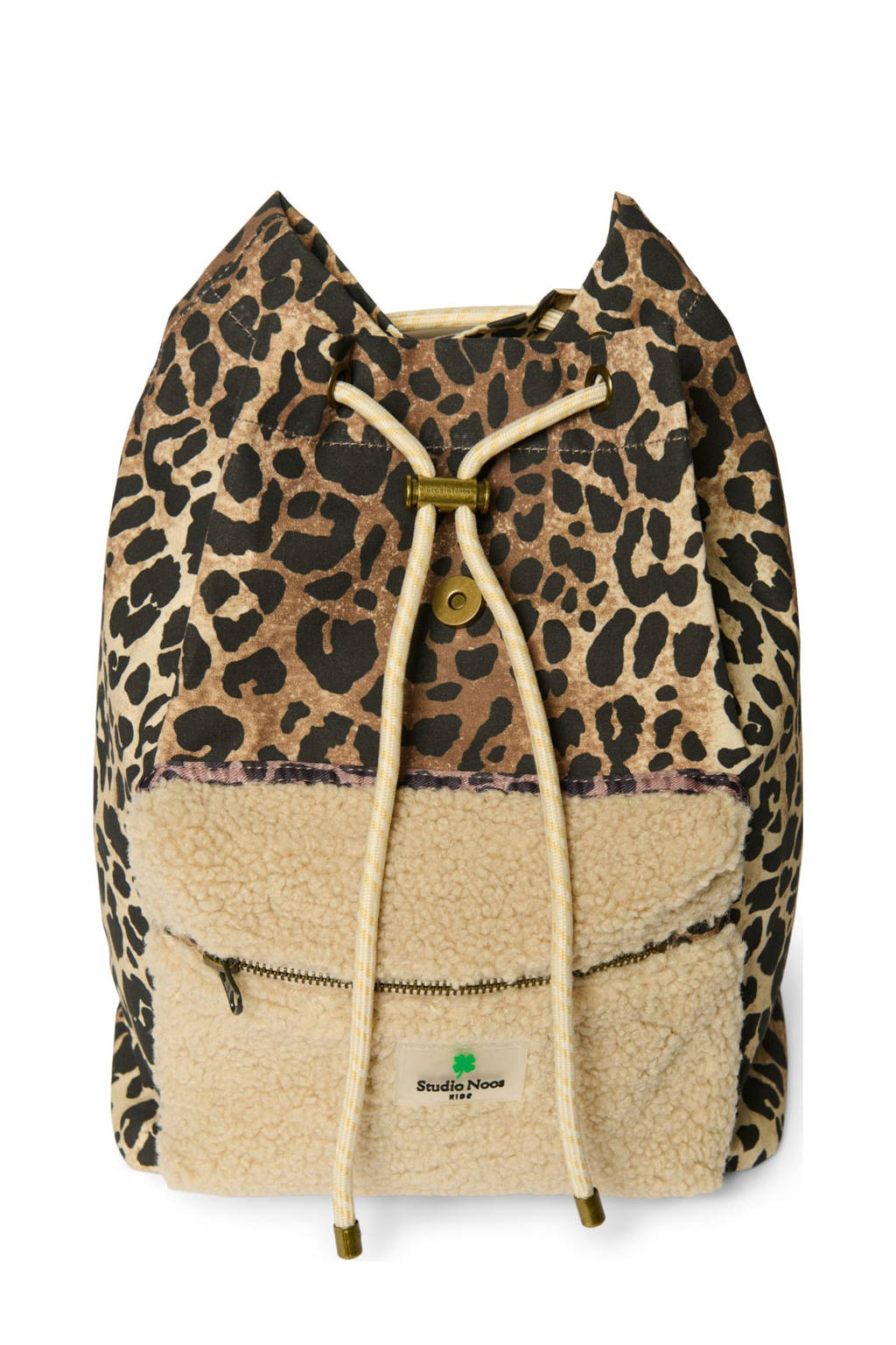 rugzak met panterprint en teddy detail