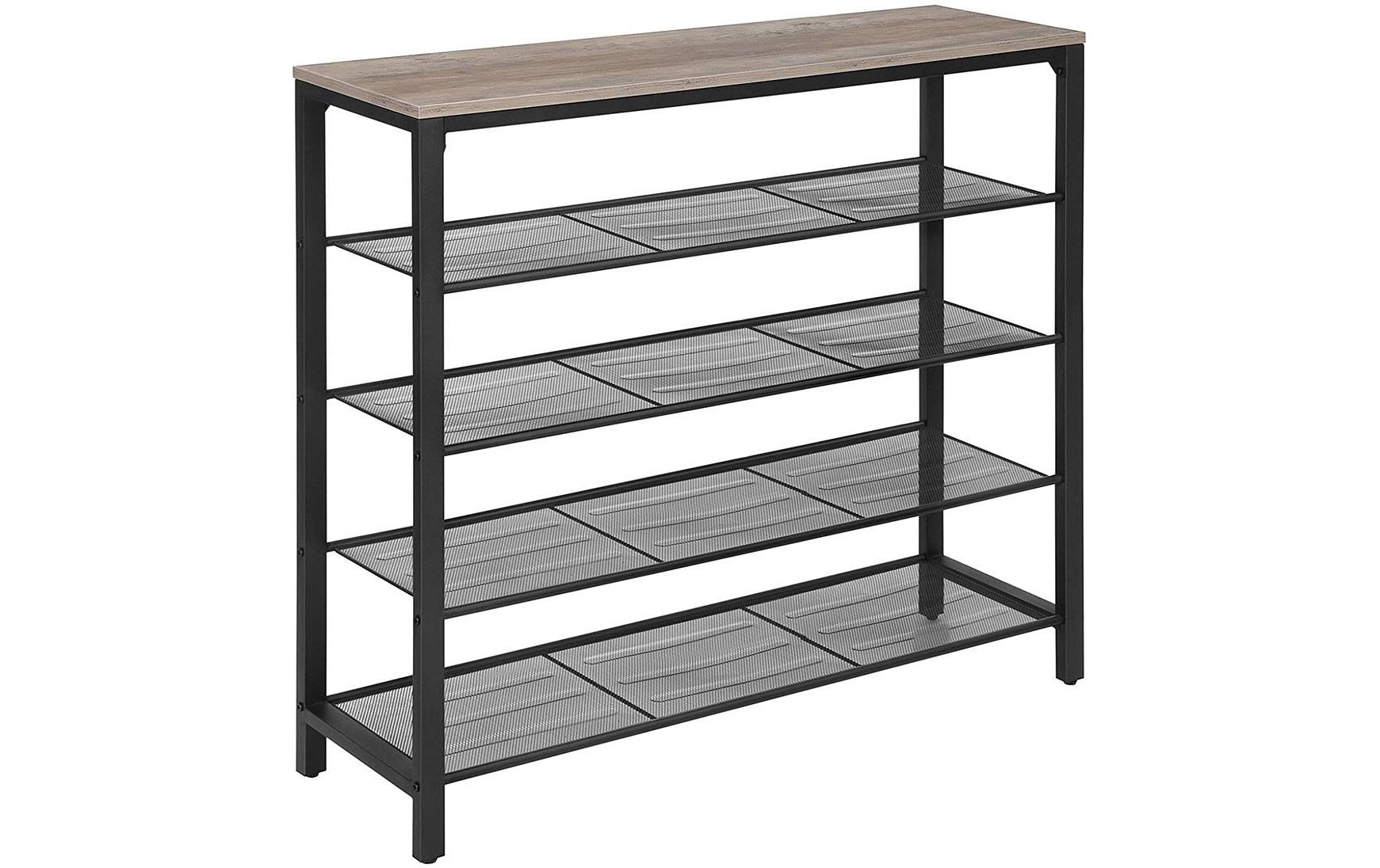 Schuhregal mit 4 Ablagen 100 x 92.5 cm, Grau/SchwarzSchuhgestell