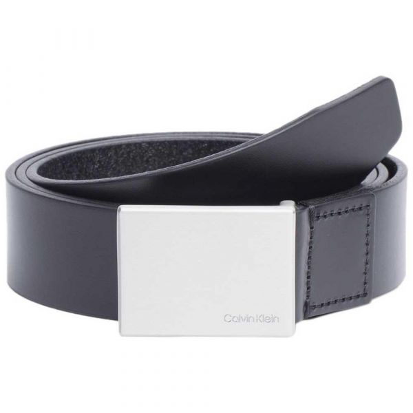 Calvin Klein Cinto Leather Plaque Black 100 cm