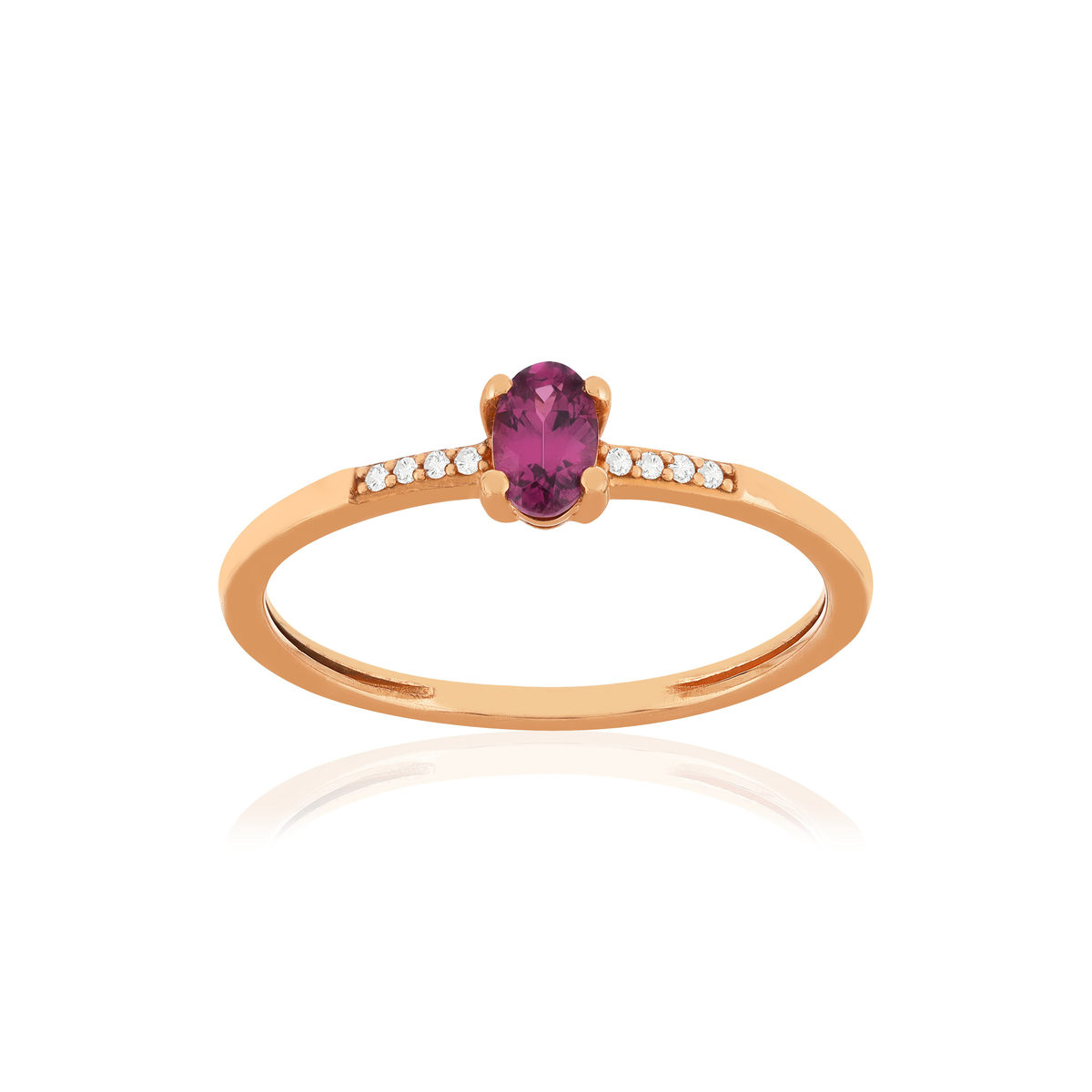 Bague or 375 rose grenat rhodolite
