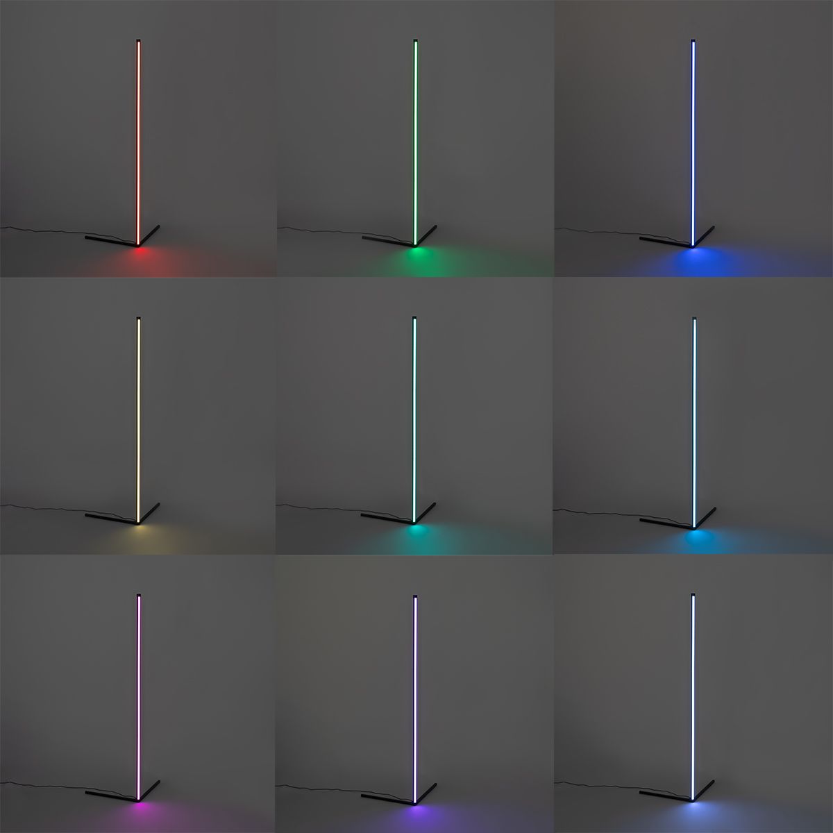 Vloerlamp zwart incl. LED met RGB en afstandsbediening - Carla