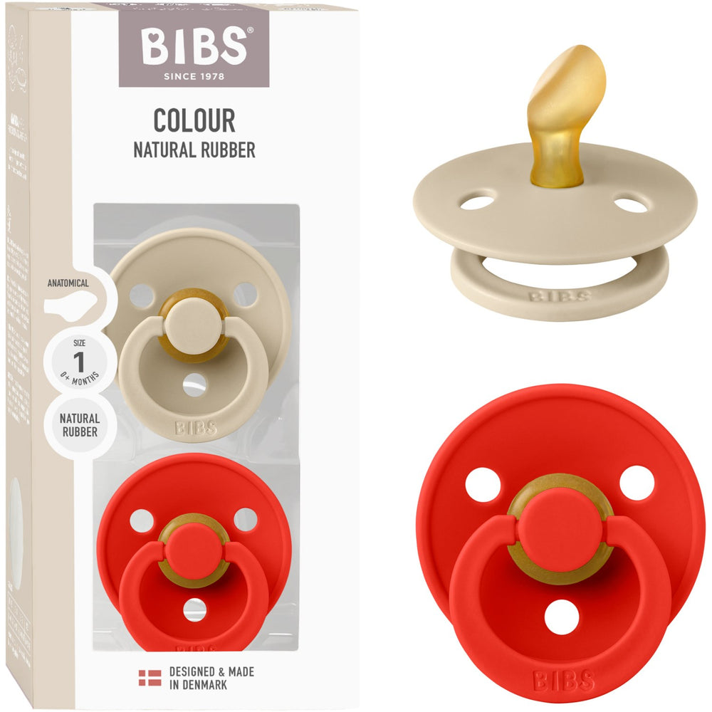 Køb Bibs Vanilla/Candy Apple Sut Colour 2-Pak Anatomical Latex