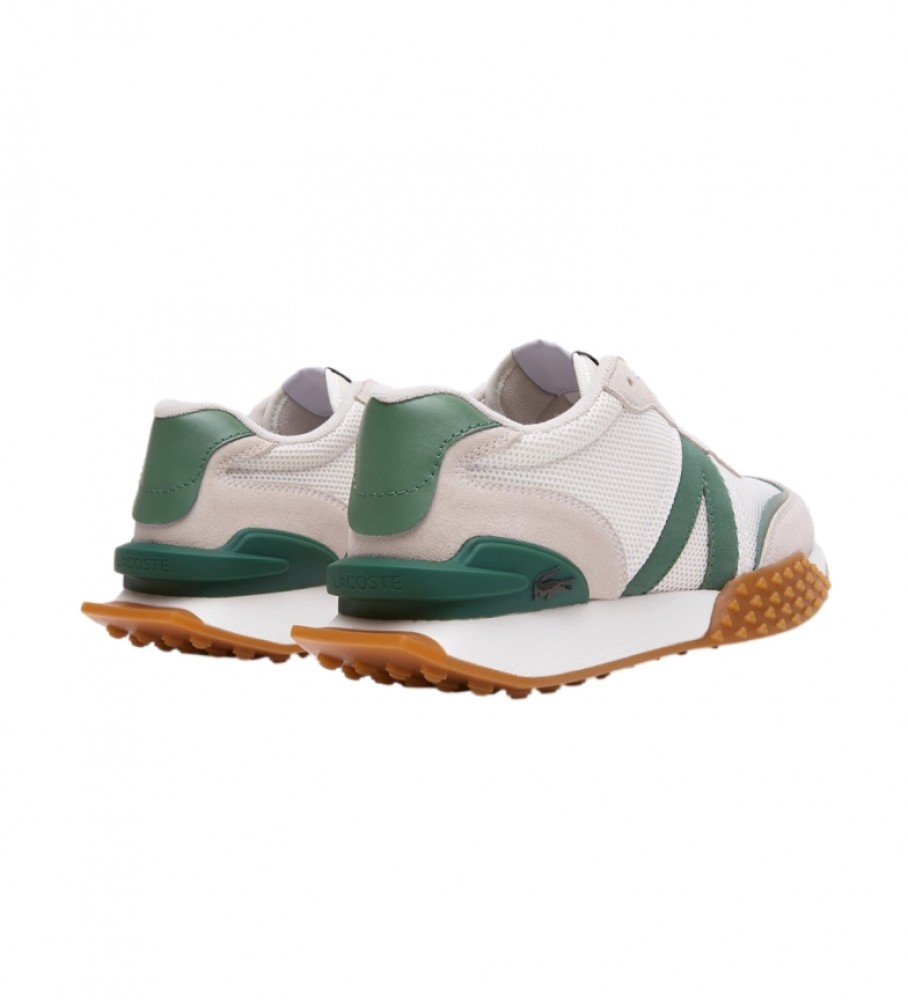 Tênis Lacoste L-Spin Deluxe em couro, branco e verde.