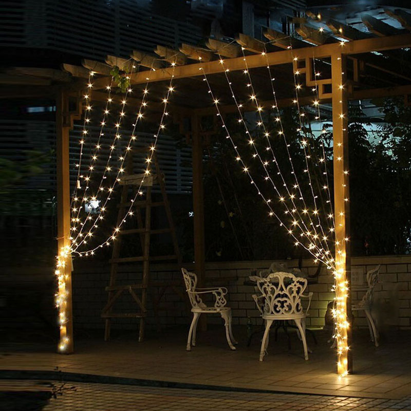 (3x3m) 300 LED's Deko Lichterkette Vorhang Beleuchtung 8 Modi - Warmweiss