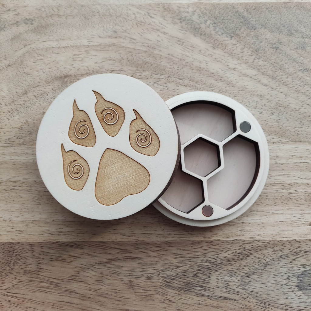 Boite à dés ronde en bois