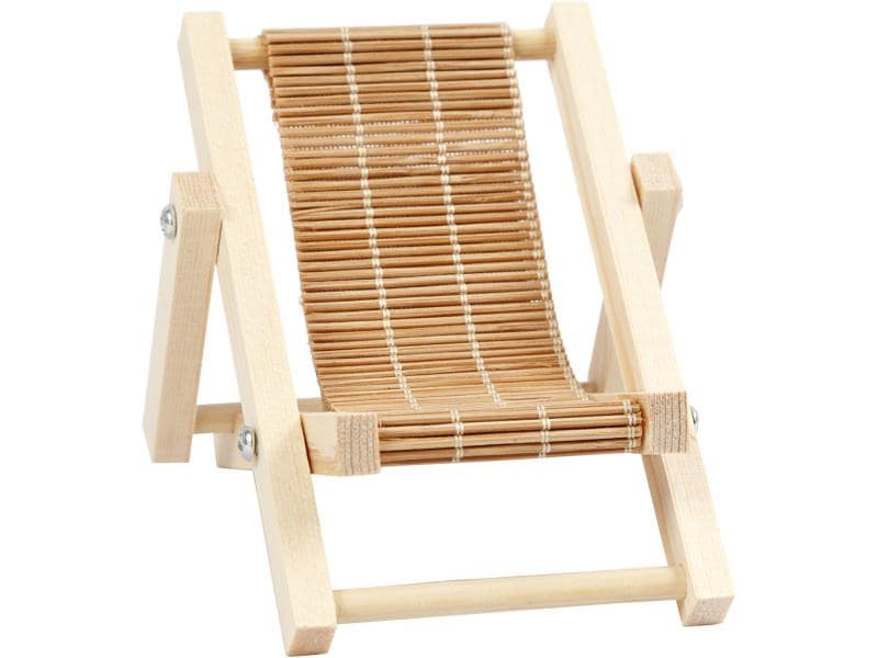 Creativ Company Mini-Möbel Liegestuhl 7.5 x 9.5 cm 1 Stück Liegestuhl aus hellem Holz
