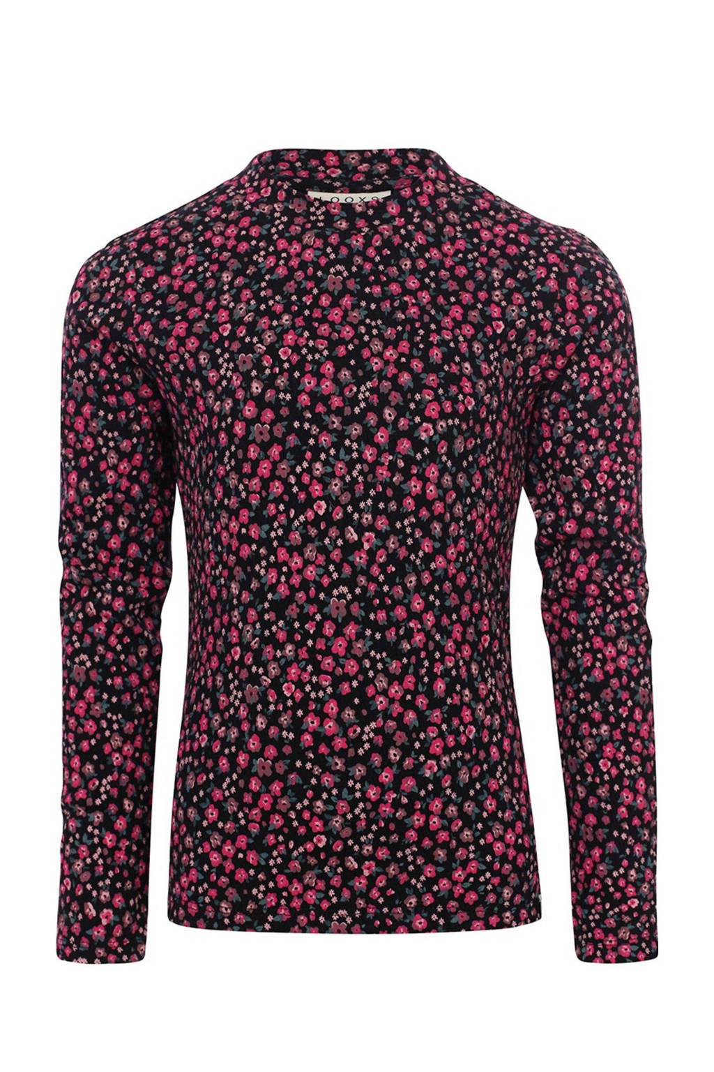 LOOXS gebloemde longsleeve zwart/fuchsia