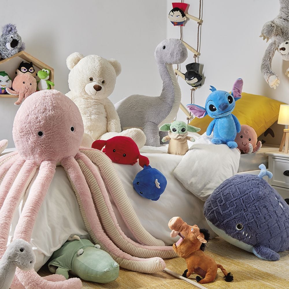 Peluche pieuvre bleu ou rose H120cm
