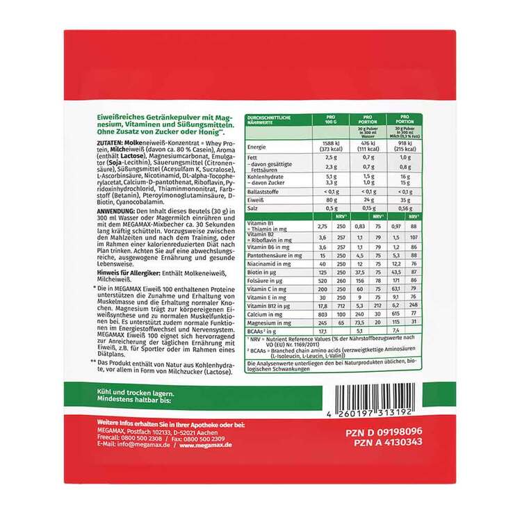 Eiweiss 100 Himbeer Megamax Pulver, 30 g