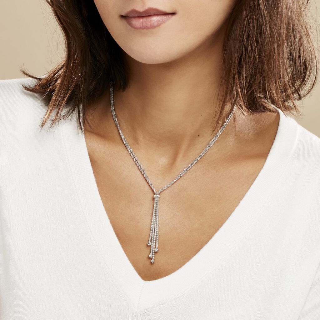 Collier Haziza Argent Blanc